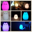 Luminária de Mesa Infantil Gato Kawaii 7 Cores com Toque