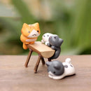 Conjunto de Miniaturas de Gato da Sorte - Decorações para Casa e Jardim