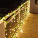 Luzes de Cordão com Folhas e Flores Artificiais - Alimentadas por Bateria para Decoração de Casamento e Natal