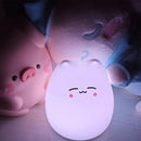 Luminária de Mesa Infantil Gato Kawaii 7 Cores com Toque