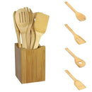 Conjunto de 6 Peças de Colheres e Espátulas de Bambu para Cozinha