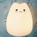 Luminária de Mesa Infantil Gato Kawaii 7 Cores com Toque