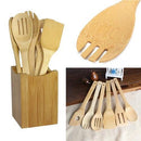 Conjunto de 6 Peças de Colheres e Espátulas de Bambu para Cozinha