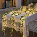 Luzes de Cordão com Folhas e Flores Artificiais - Alimentadas por Bateria para Decoração de Casamento e Natal