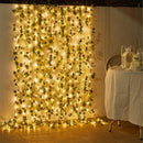 Luzes de Cordão com Folhas e Flores Artificiais - Alimentadas por Bateria para Decoração de Casamento e Natal
