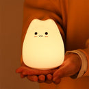 Luminária de Mesa Infantil Gato Kawaii 7 Cores com Toque