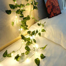 Luzes de Cordão com Folhas e Flores Artificiais - Alimentadas por Bateria para Decoração de Casamento e Natal